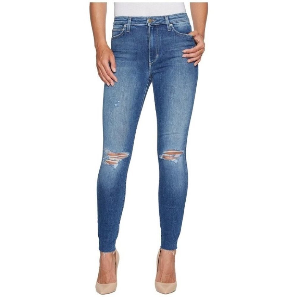 Joe's Jeans Charlie Kinkade High Rise Skinny Ankle Jeans Distressed Denim 25